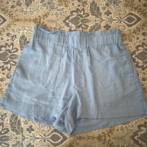 A New Day: Blue Linen Shorts - MEDIUM